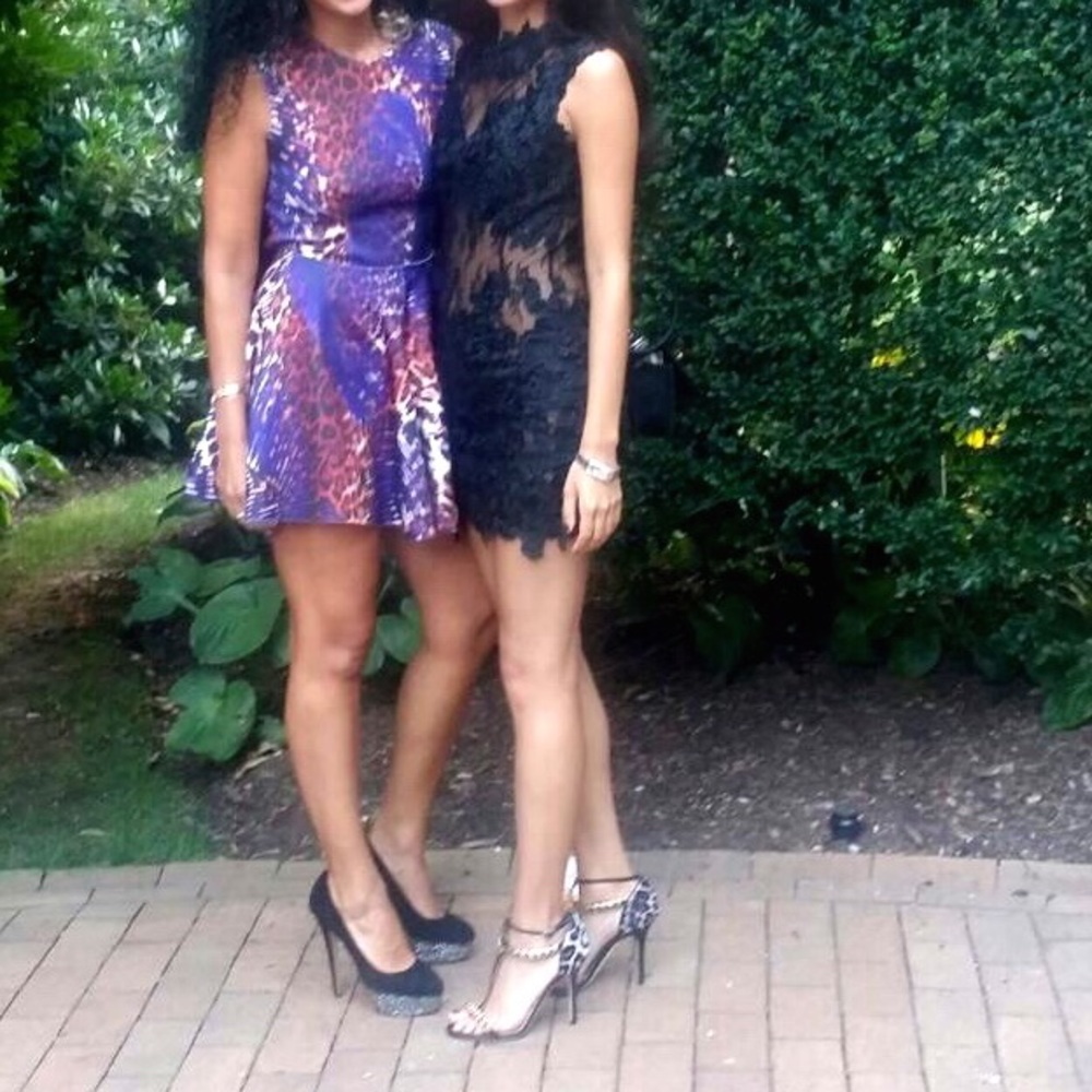 Black lace mini dress